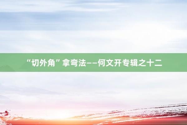 “切外角”拿弯法——何文开专辑之十二