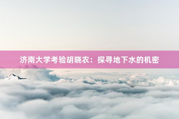 济南大学考验胡晓农：探寻地下水的机密