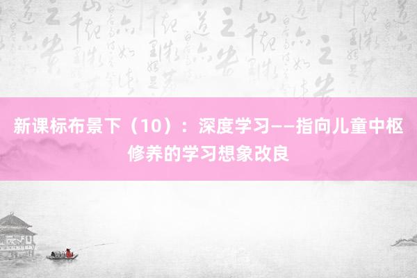 新课标布景下（10）：深度学习——指向儿童中枢修养的学习想象改良