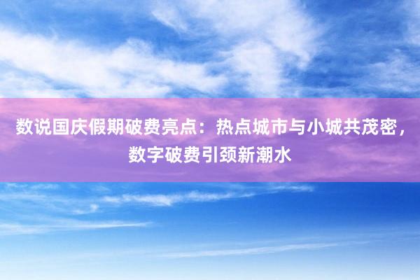 数说国庆假期破费亮点：热点城市与小城共茂密，数字破费引颈新潮水